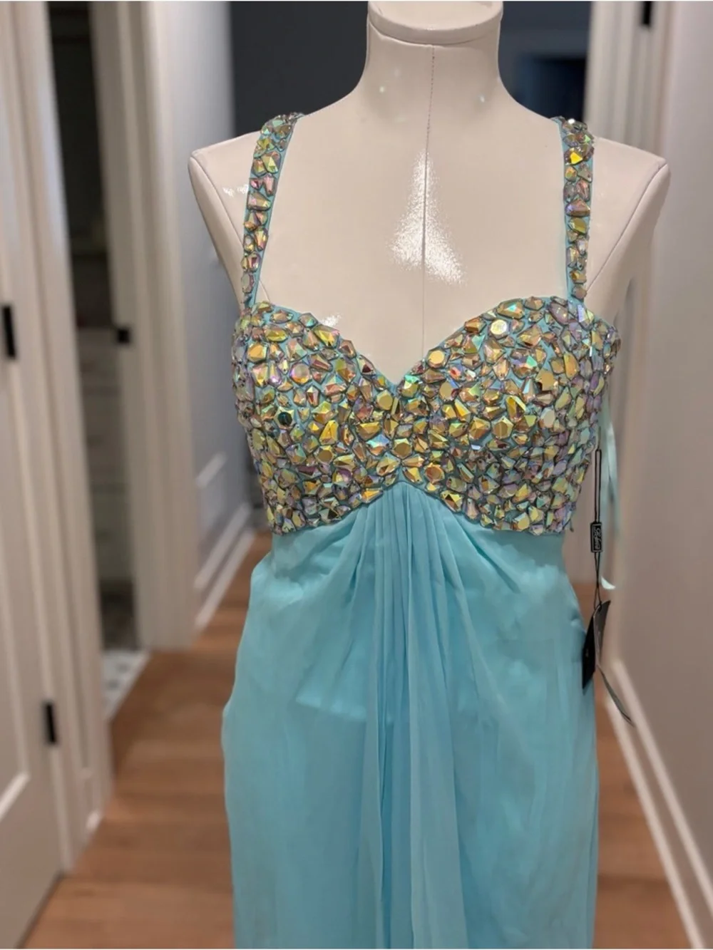 La Femme Light Blue Embellished Prom Dress. Size 2. New